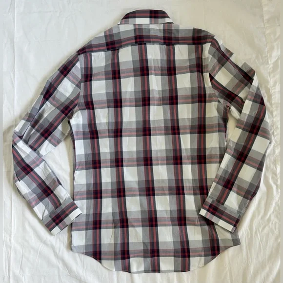 Express Men’s Slim Button Down Shirt in Navy/Red Plaid Sz M 15-15.5” - Picture 2 of 3